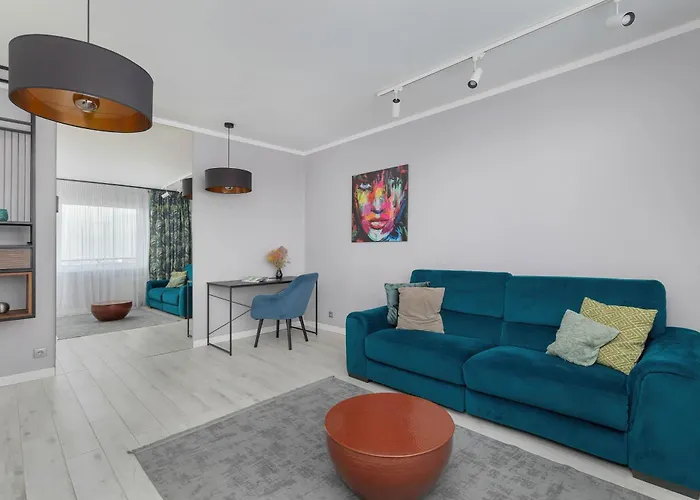 White And Blue In With View And Desk By Renters Szczecin